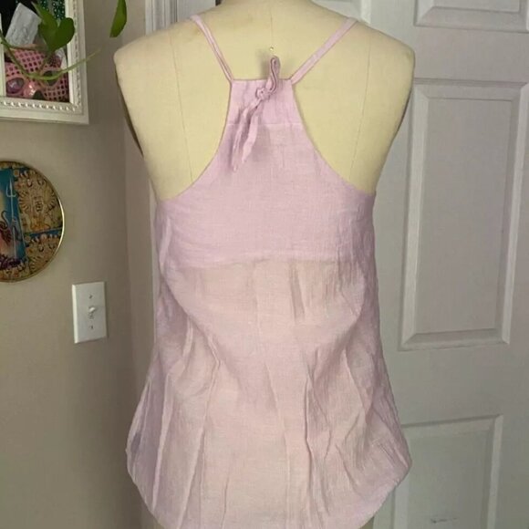 LOVE CULTURE PINK Seersucker Dahlia Embroidery Camisole Tank shirt *SMALL* - Picture 4 of 5